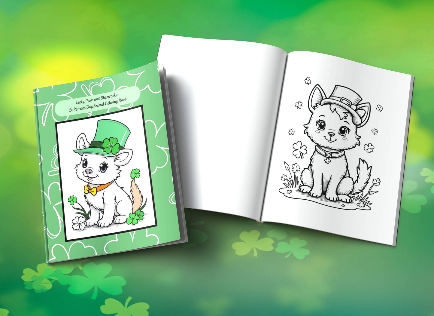 St. Patrick’s Day coloring book with animals, clovers, and lucky vibes