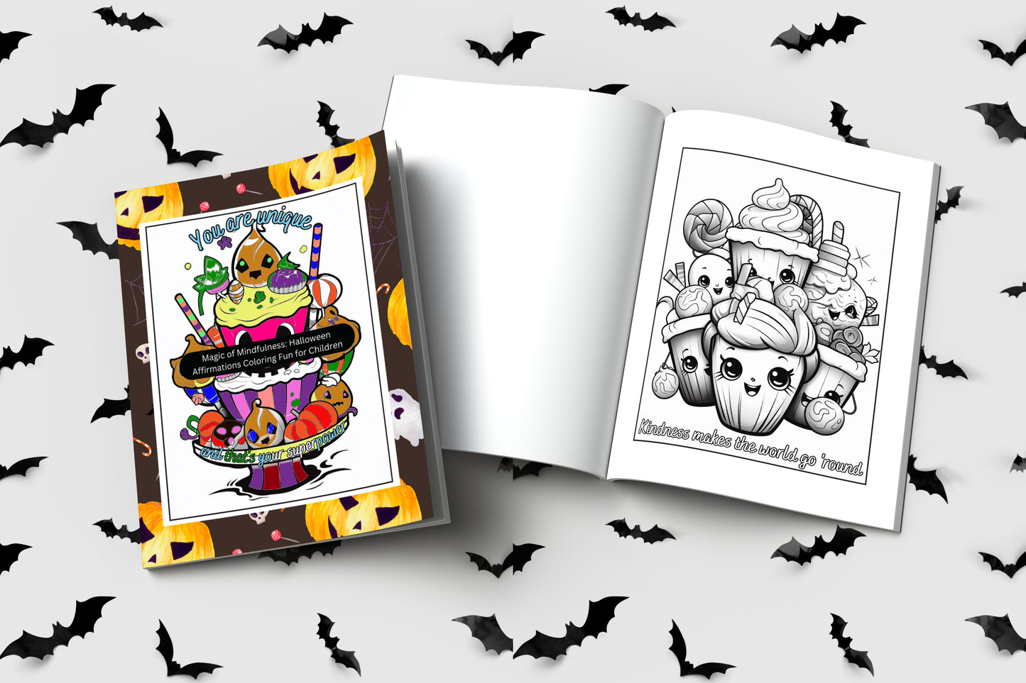 Halloween affirmations coloring book for kids with fun spooky art