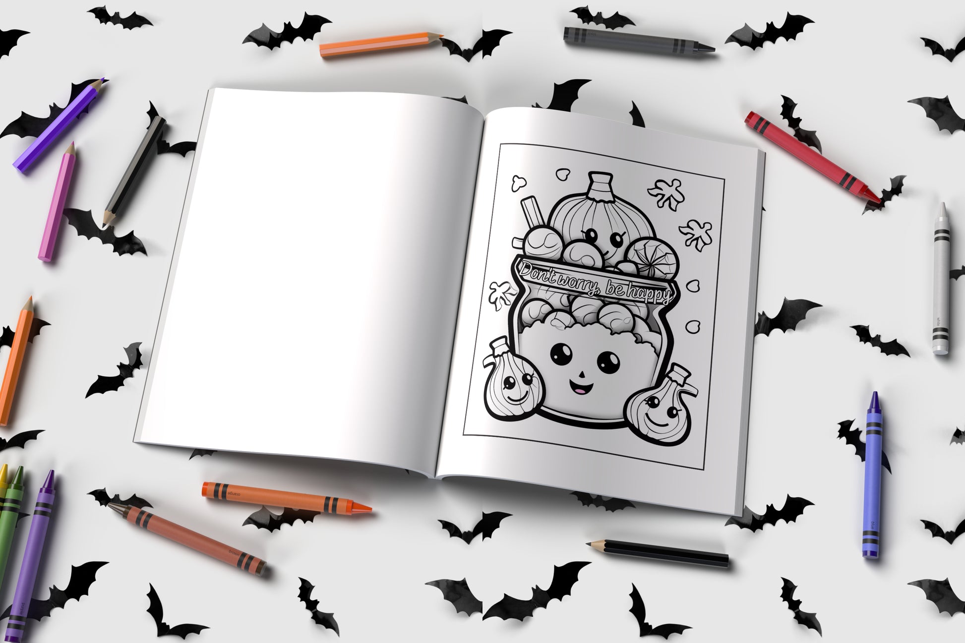 Halloween affirmations coloring book for kids with fun spooky art