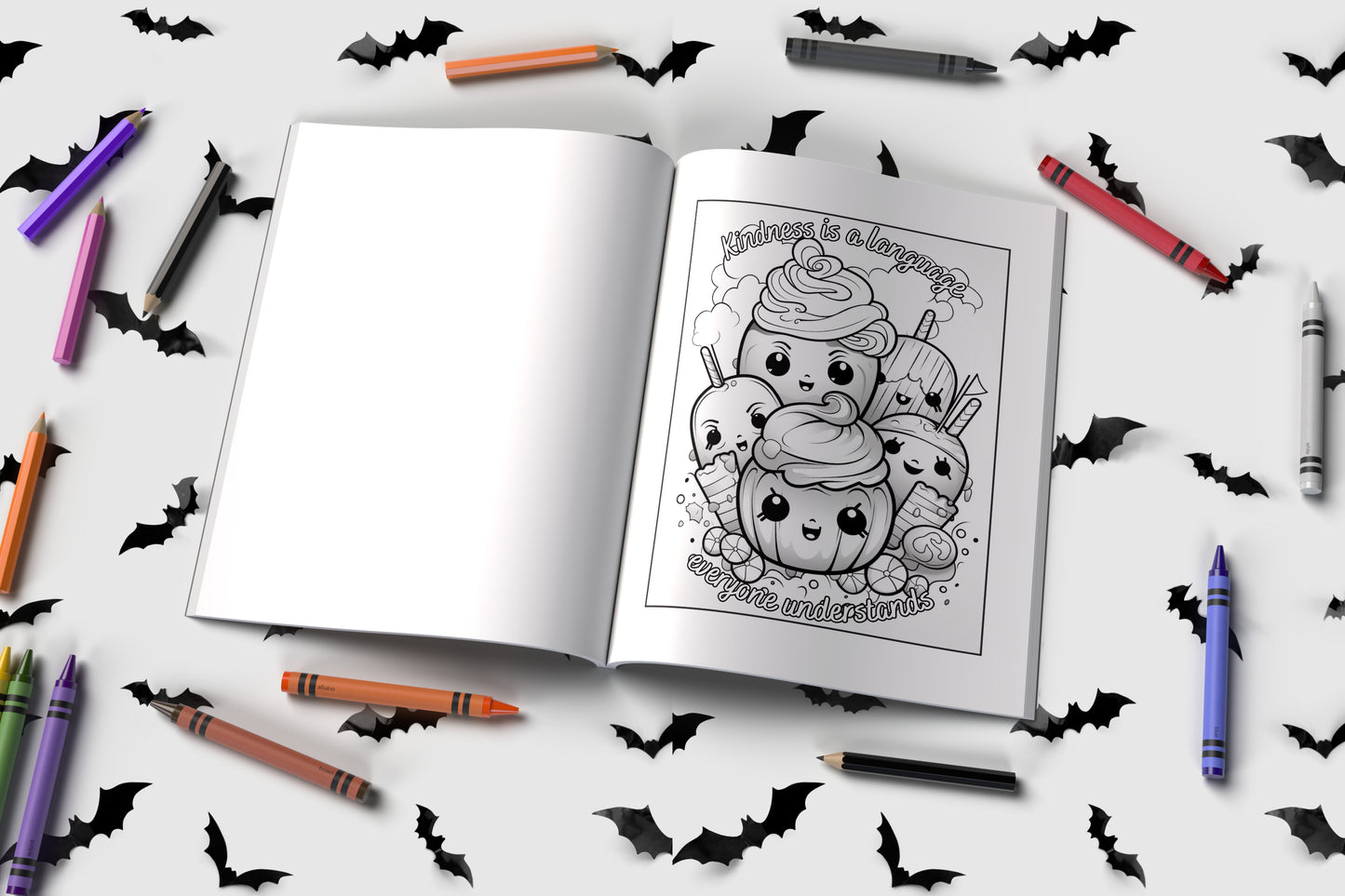 Halloween affirmations coloring book for kids with fun spooky art