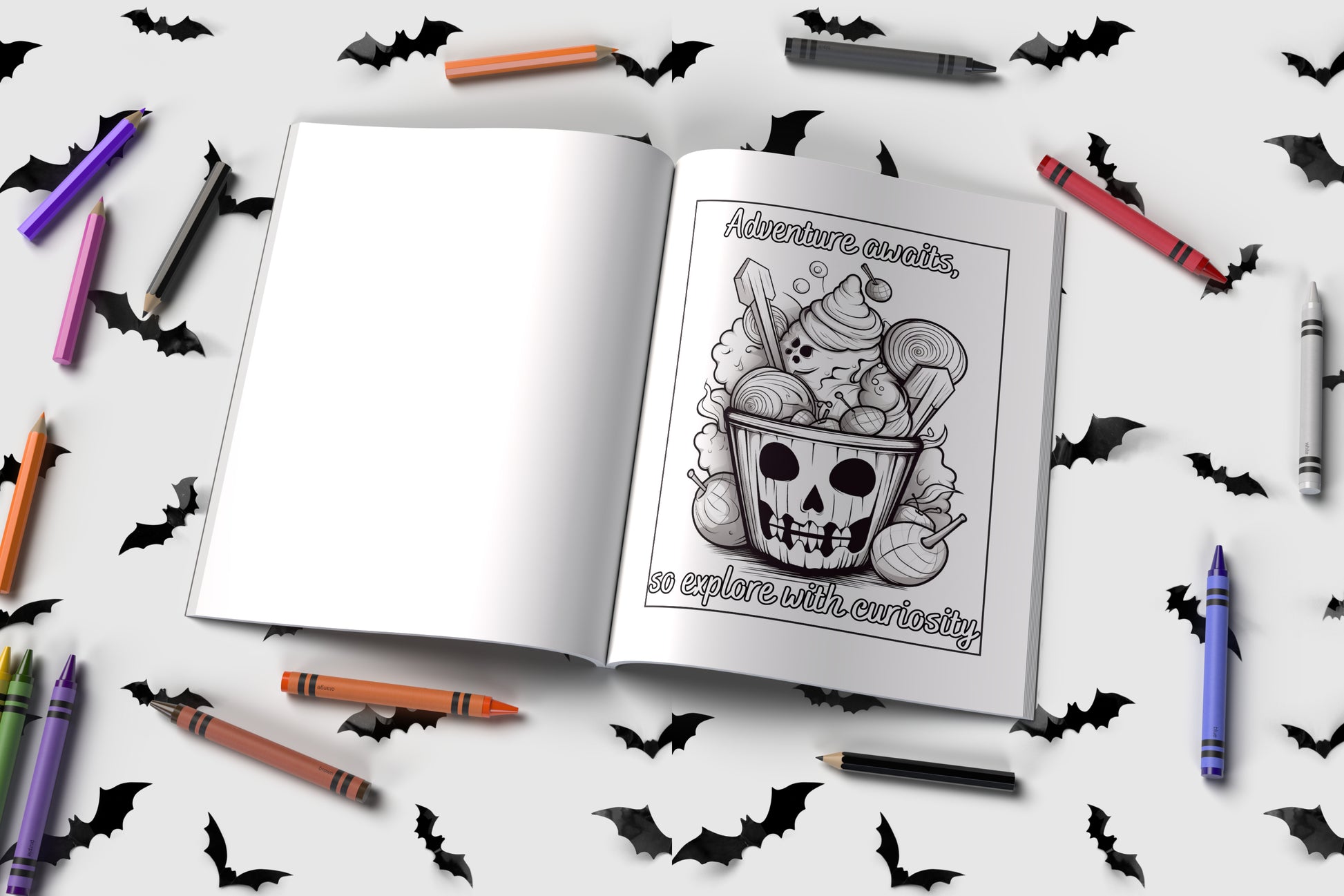 Halloween affirmations coloring book for kids with fun spooky art