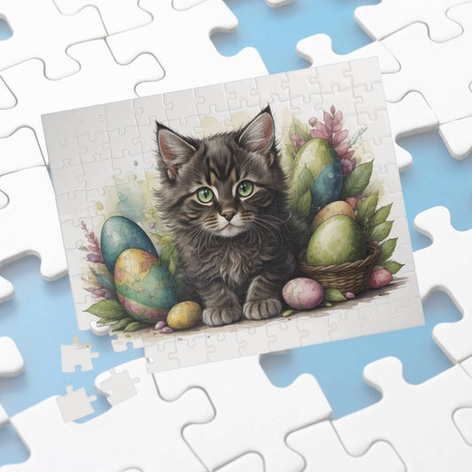 Maine Coon Easter Kitten Puzzle - Cat Lovers, Mental Health Benefits, Holiday Fun, Mindfulness, Stress Relief, Festive Gift