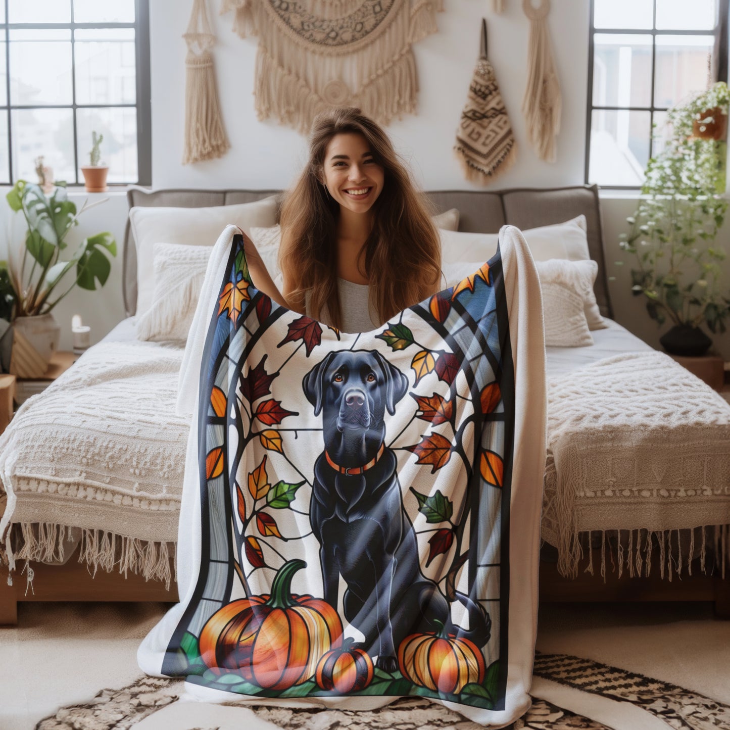 Black Labrador Dog Velveteen Plush Blanket - Pet Lover Gift, Black Labrador Pet Blanket, Dog Lover Gift