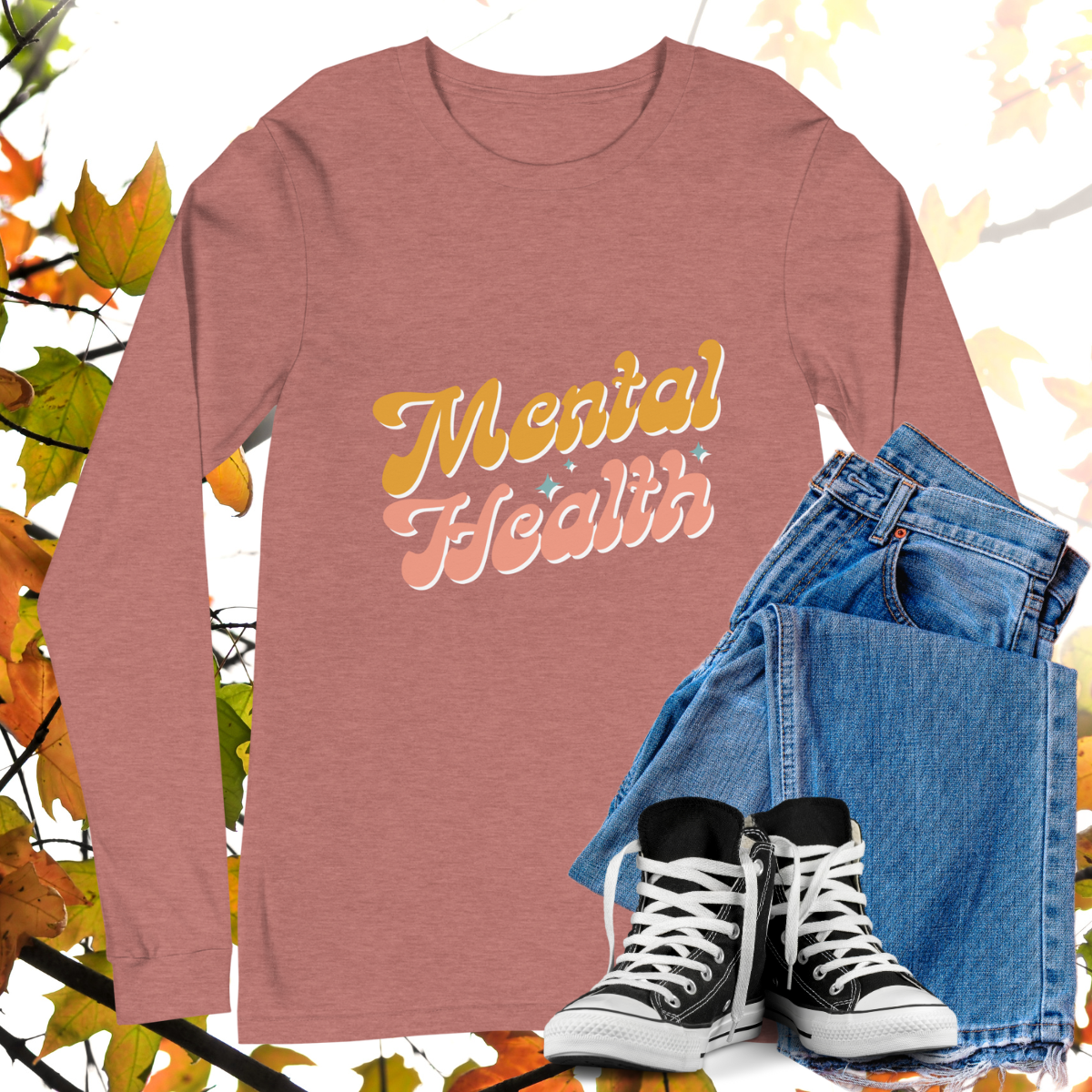 Mental Health - Retro Long Sleeve Tee, Bella + Canvas