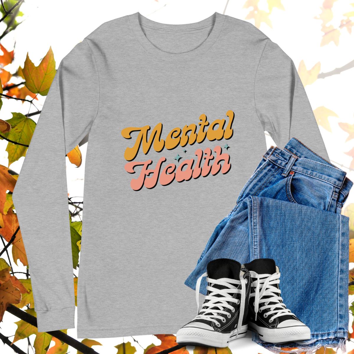 Mental Health - Retro Long Sleeve Tee, Bella + Canvas