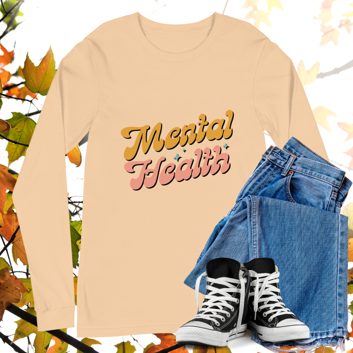 Mental Health - Retro Long Sleeve Tee, Bella + Canvas