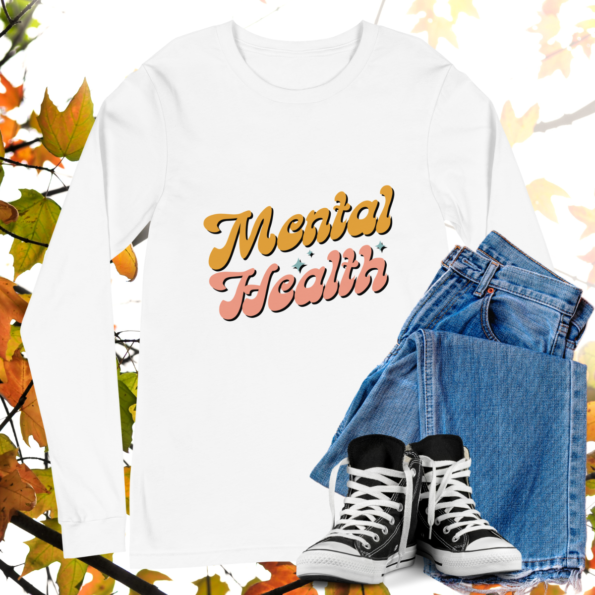 Mental Health - Retro Long Sleeve Tee, Bella + Canvas