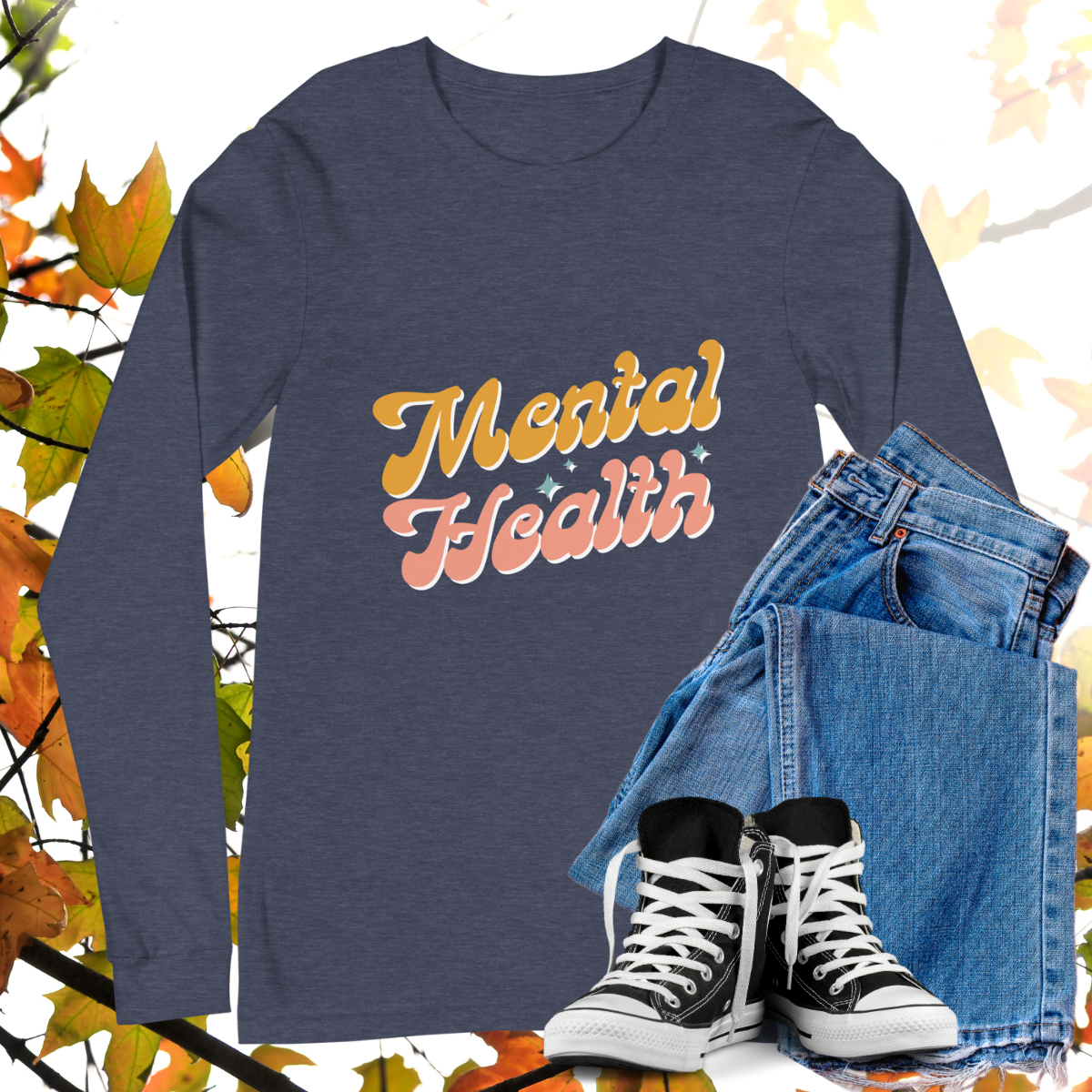 Mental Health - Retro Long Sleeve Tee, Bella + Canvas