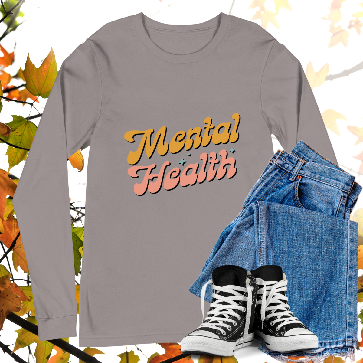 Mental Health - Retro Long Sleeve Tee, Bella + Canvas