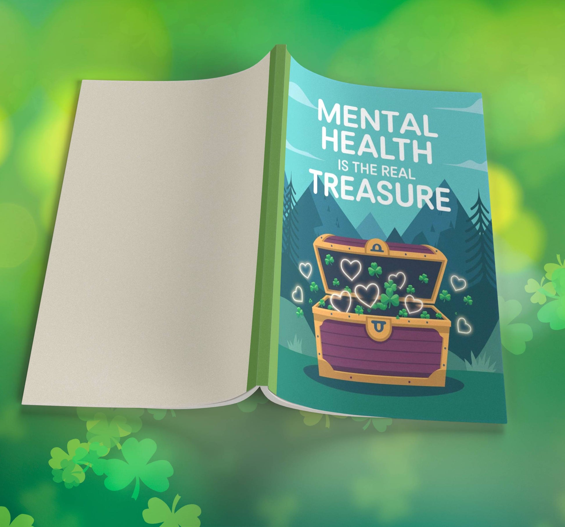 Mental Health Is The Real Treasure Premium St. Patrick's Day Composition Notebook Journal with Wide-Ruled Lines