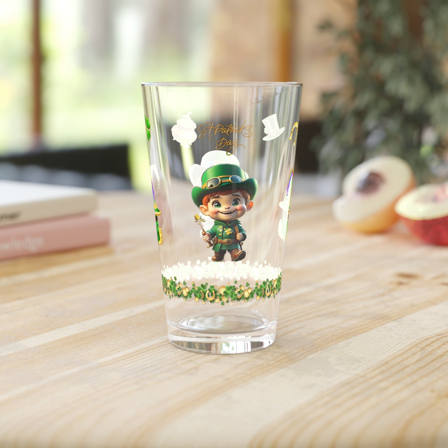 Mindful March Leprechaun: Mindful St. Patrick's Day 16oz Pint Glasses - Festive Design for Positivity & Wellness