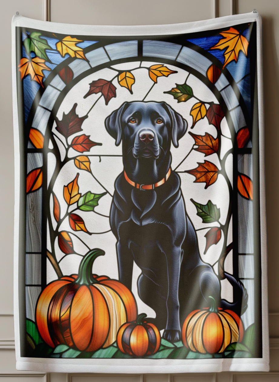 Black Labrador Dog Velveteen Plush Blanket - Pet Lover Gift, Black Labrador Pet Blanket, Dog Lover Gift