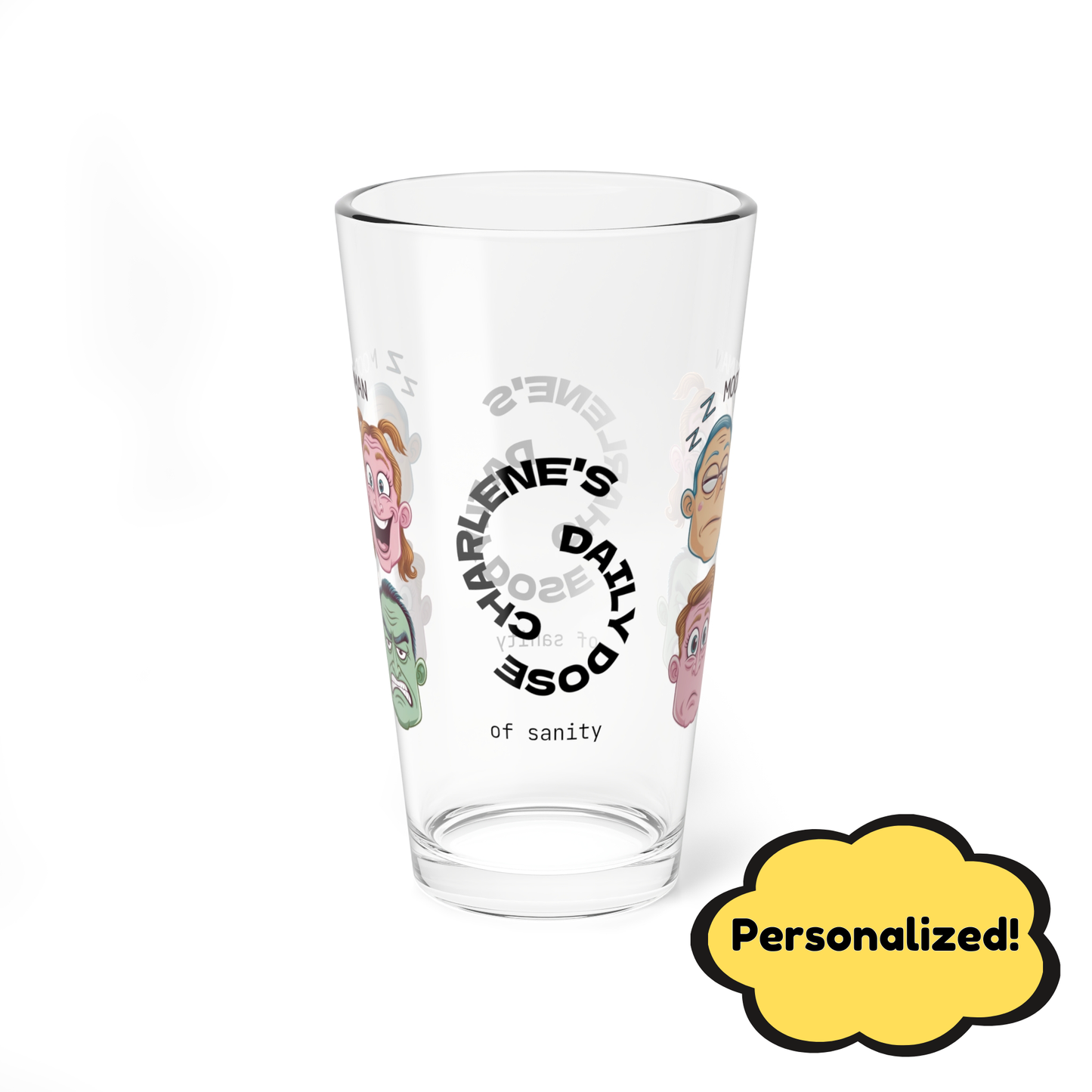 Mood: Human - Personalized Funny Pint Glass, Sassy Drinkware with Attitude, Daily Dose of Attitude and Humor