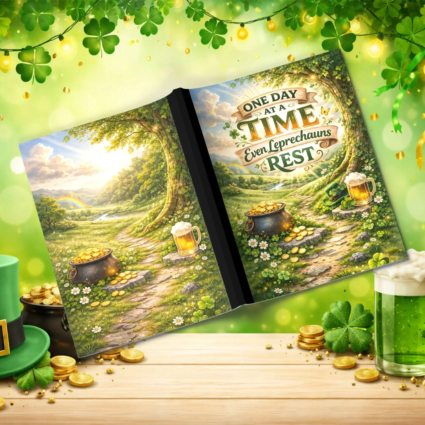 Shop our premium one day at a time even leprechauns rest st patricks day journal from MySisterIsASurvivor.