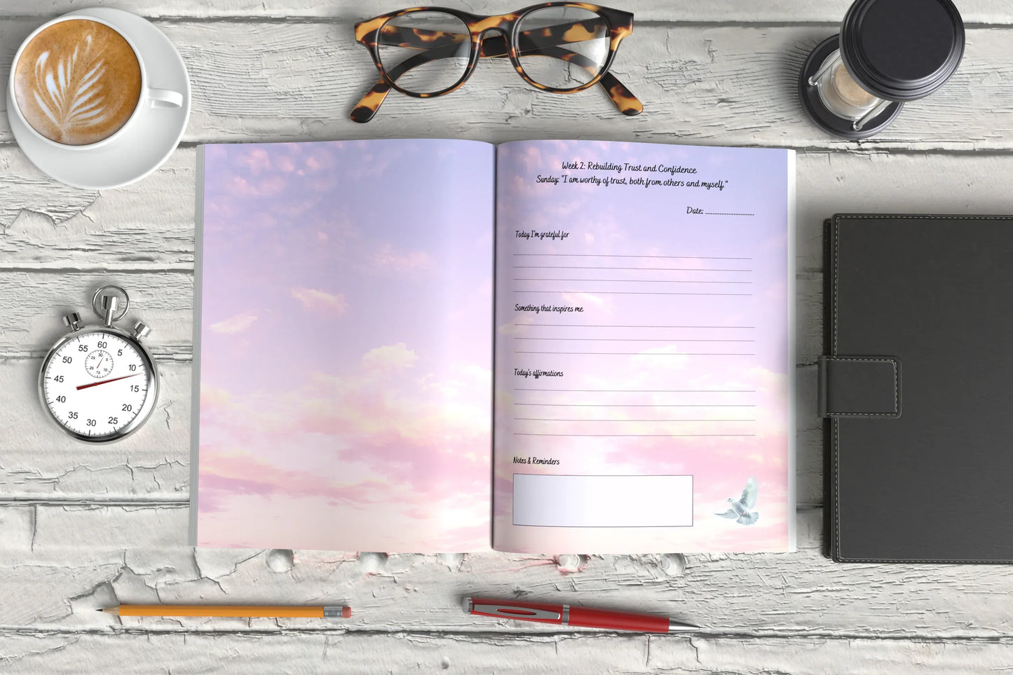 Shop our premium peace hope and love monthly affirmation gratitude journal 7 44 x 9 68 in from MySisterIsASurvivor.
