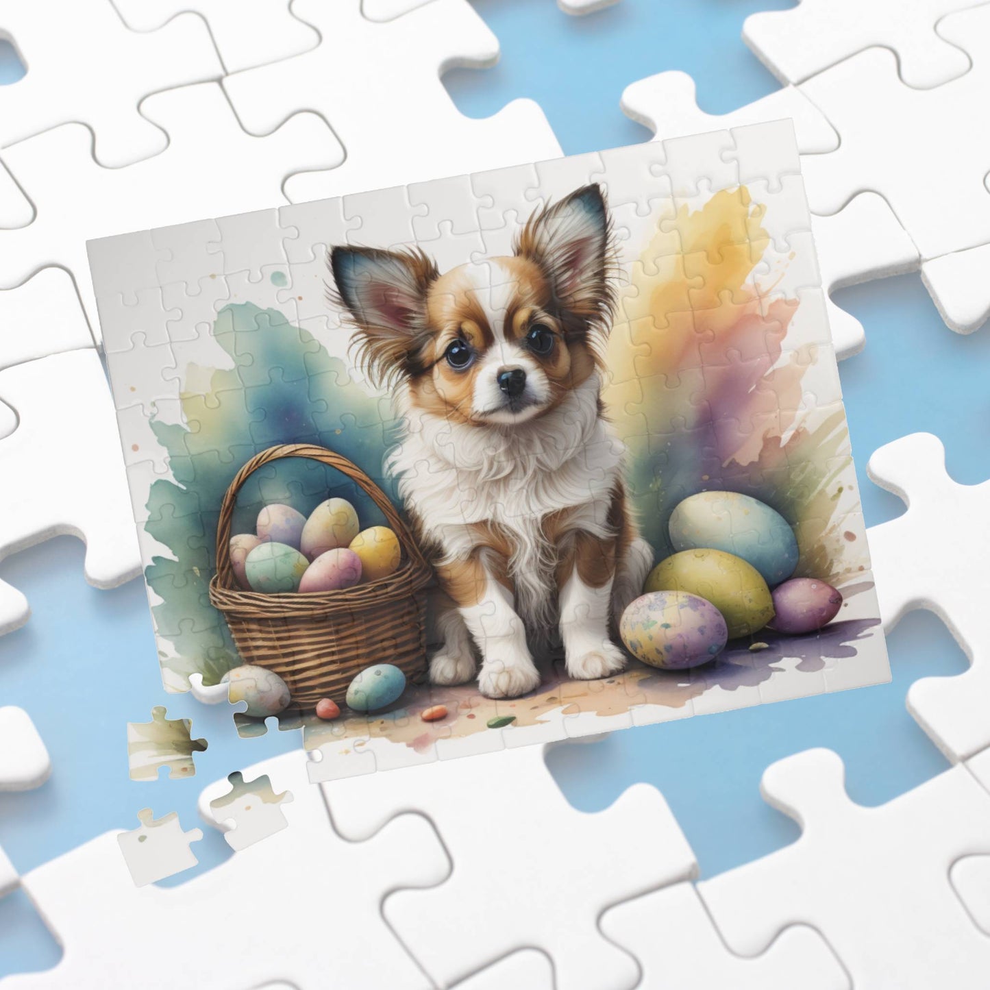Papillon (White & Brown) Easter Puppy Puzzle - Dog Lovers, Mental Health Benefits, Holiday Fun, Mindfulness, Stress Relief, Festive Gift