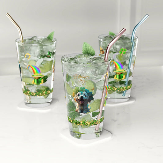Shop our premium pawsitive paddys parade st patricks day pint glass 16oz from MySisterIsASurvivor.