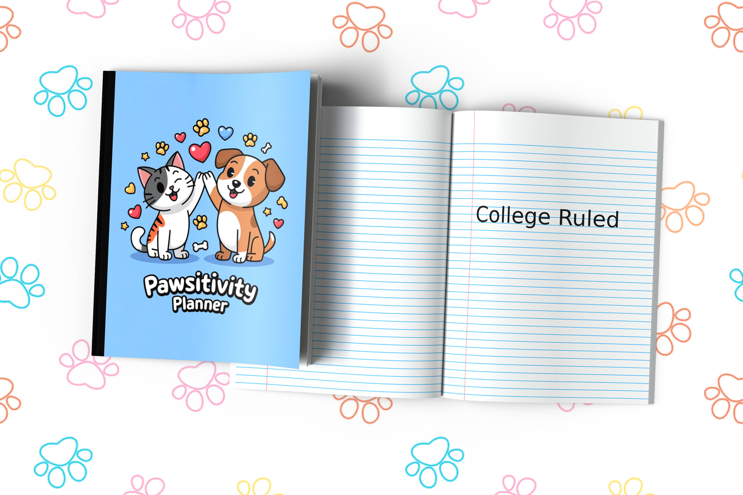 Pawsitivity Planner Composition Notebook for Journaling, Therapy, Self-Care, Anxiety, Mindfulness, Affirmations & Wellness Writing