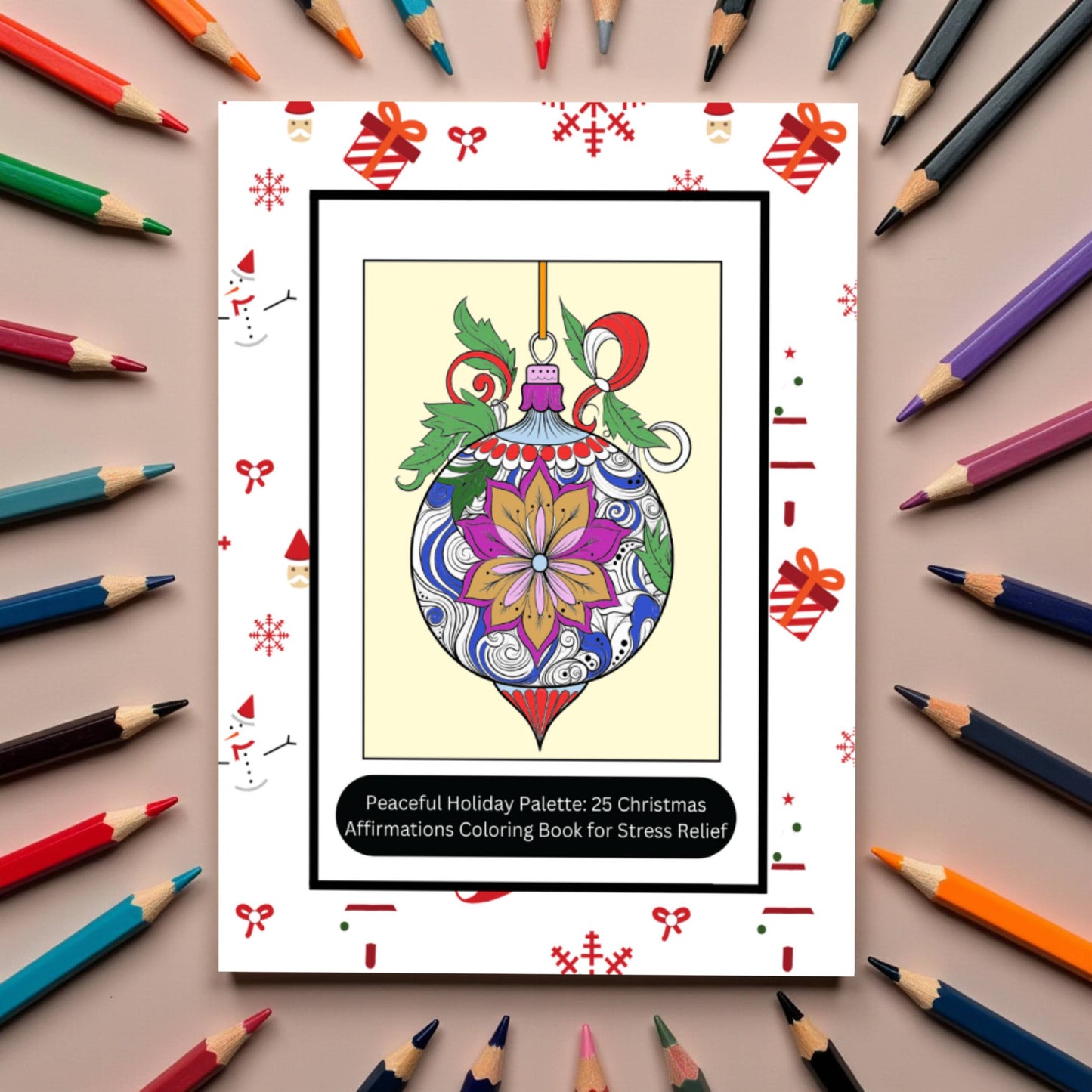 Christmas palette coloring book with peaceful, cozy holiday scenes