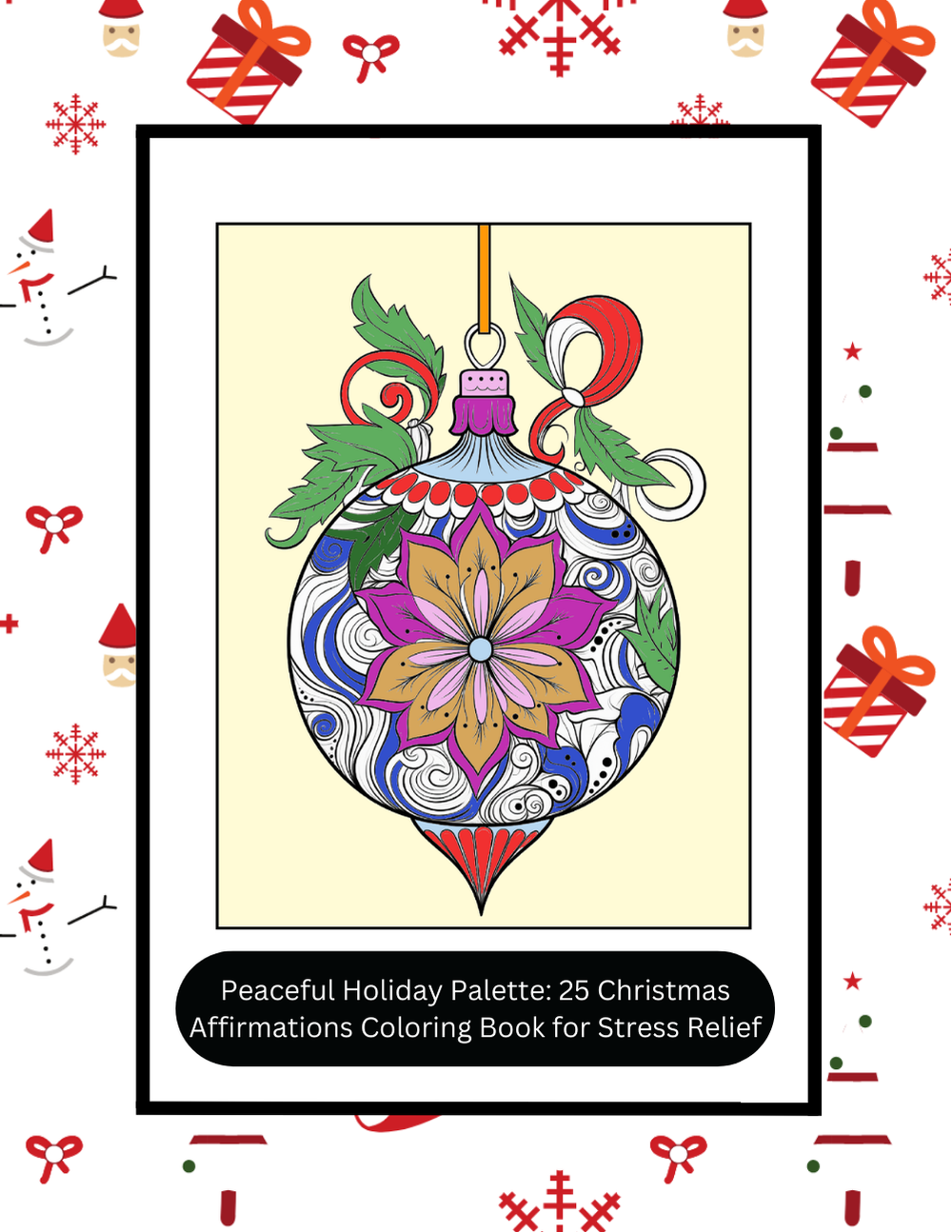 Christmas palette coloring book with peaceful, cozy holiday scenes
