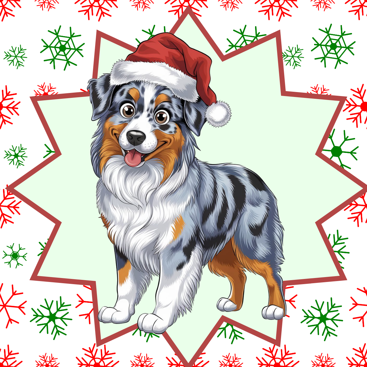 Australian Shepherd (Blue Merle) Personalized Velveteen Plush Blanket - "Bark The Halls" | Cozy Holiday Gift for Dog Lovers