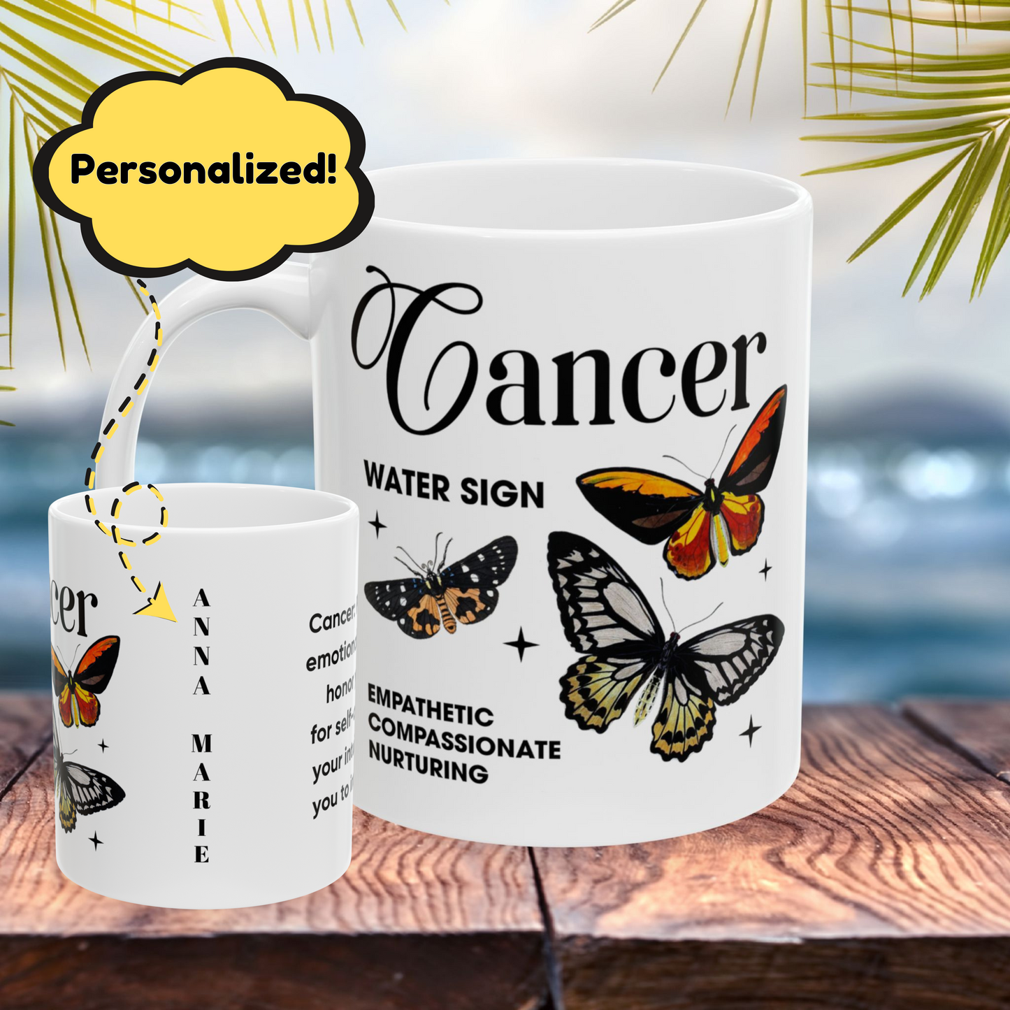Cancer zodiac mug, personalized astrology coffee mug, zodiac birthday gift for horoscope lovers