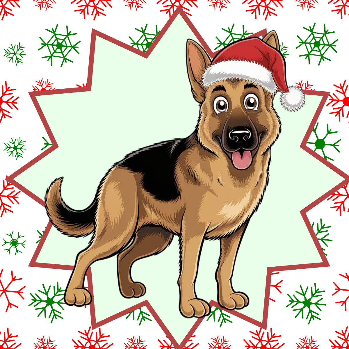 German Shepherd Personalized Velveteen Plush Blanket - "Bark The Halls" | Cozy Holiday Gift for Dog Lovers