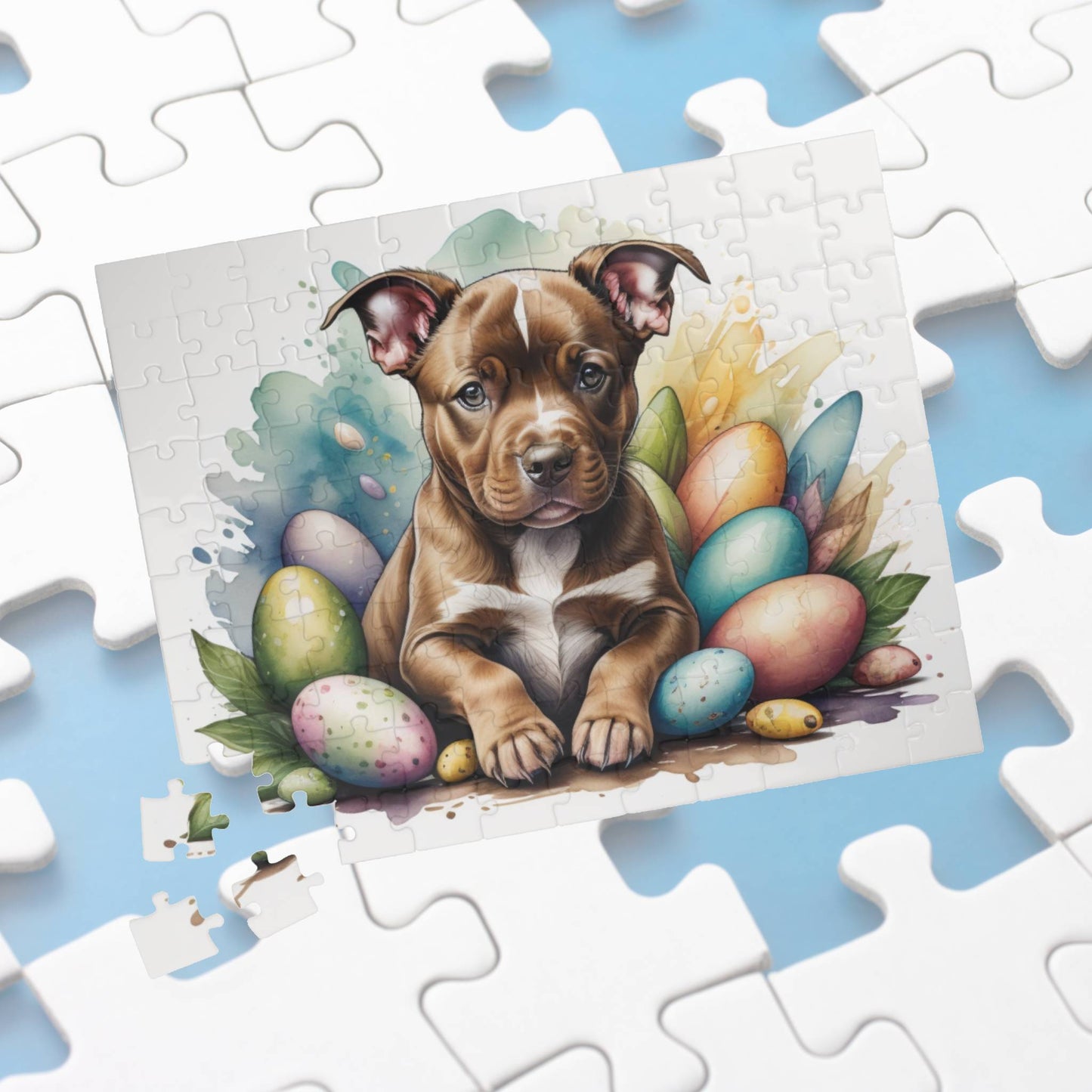Pitbull (Brown) Easter Puppy Puzzle - Dog Lovers, Mental Health Benefits, Holiday Fun, Mindfulness, Stress Relief, Festive Gift