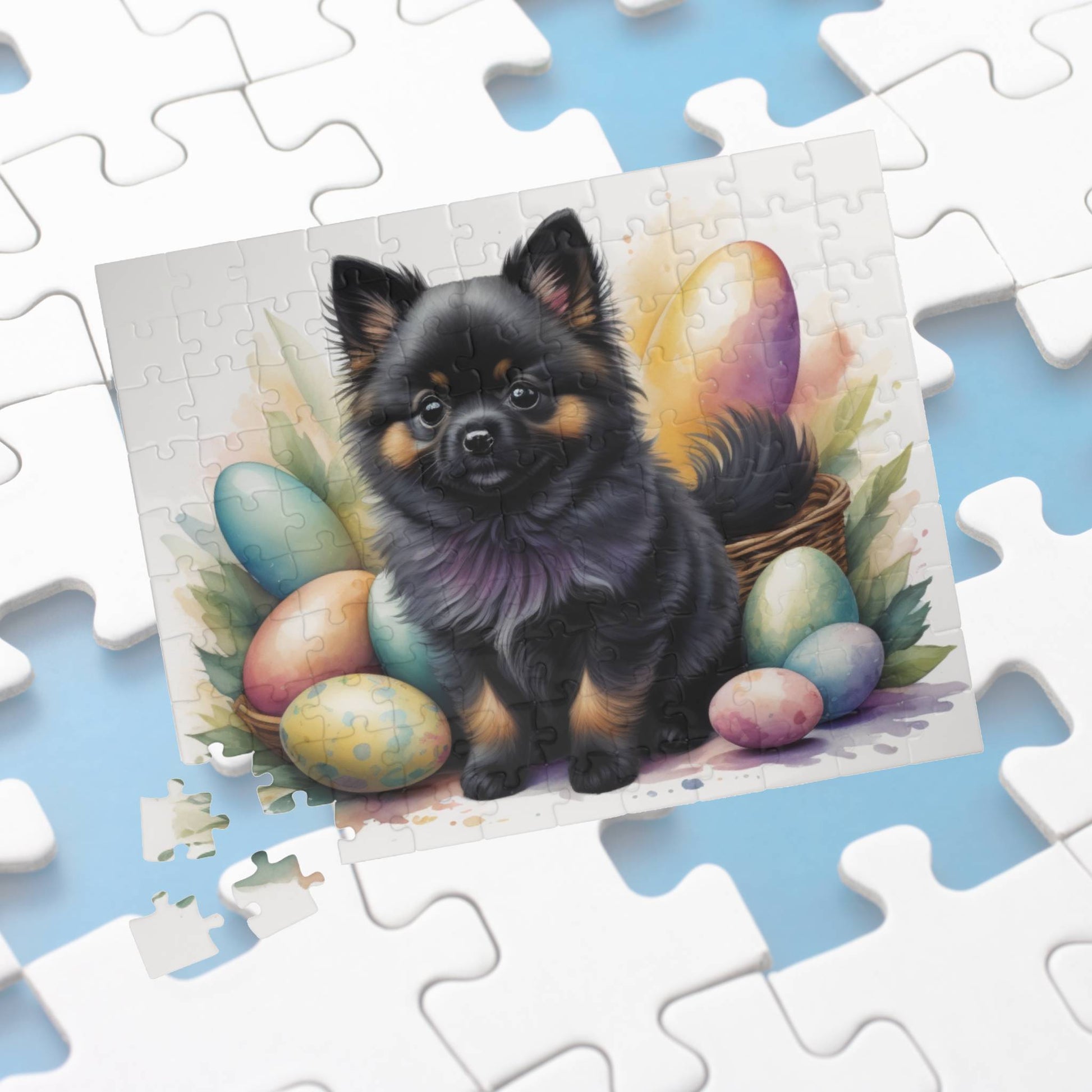 Pomeranian (Black & Tan) Easter Puppy Puzzle - Dog Lovers, Mental Health Benefits, Holiday Fun, Mindfulness, Stress Relief, Festive Gift