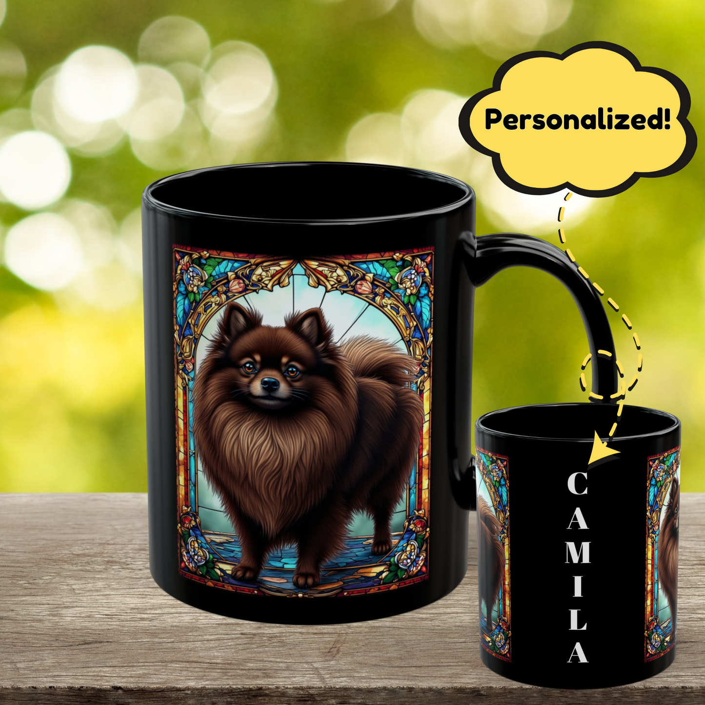 Pomeranian (Chocolate) Personalized Dog Breed Mug, Pet Lover Mug, Dog Coffee Mug, Custom Name Mug, Dog Lover Gift, Dog-Themed Mug