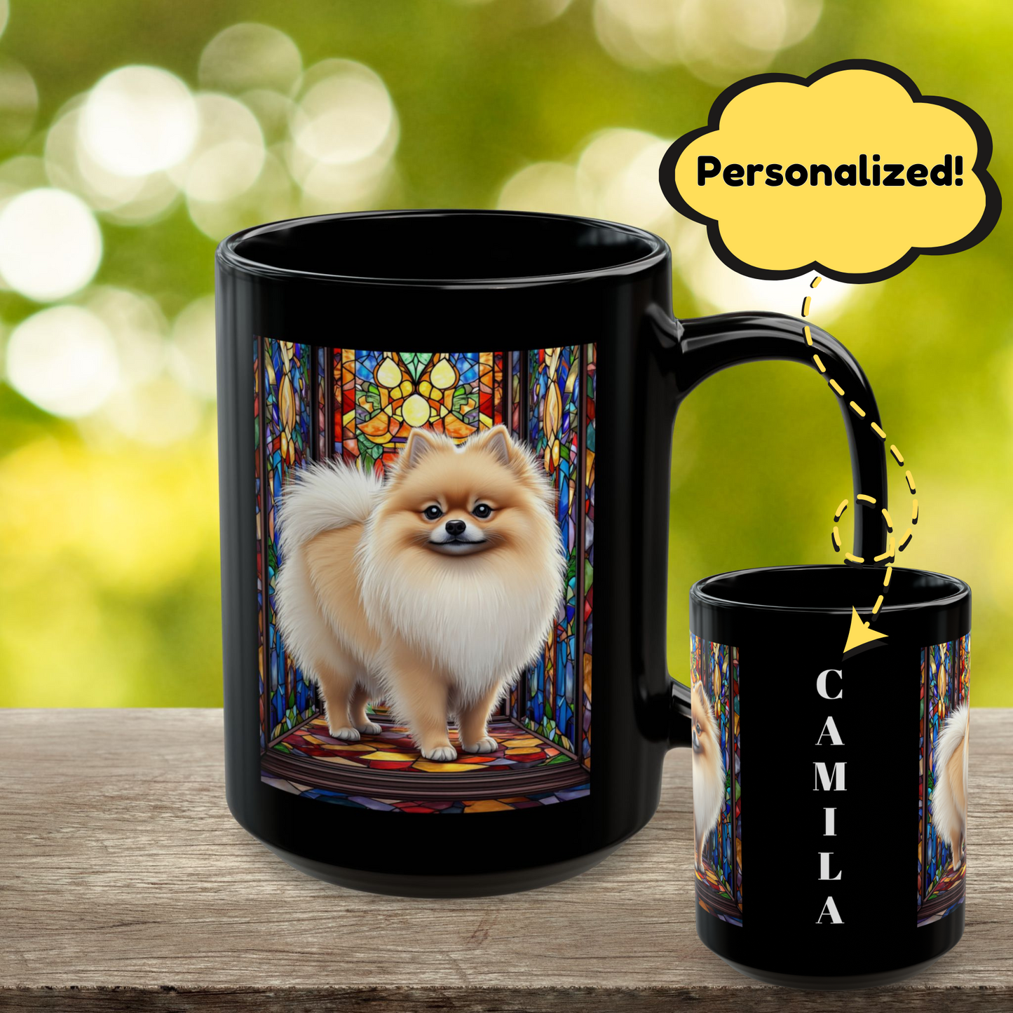 Pomeranian Cream Sable personalized mug, custom fluffy dog coffee cup, pet lover gift