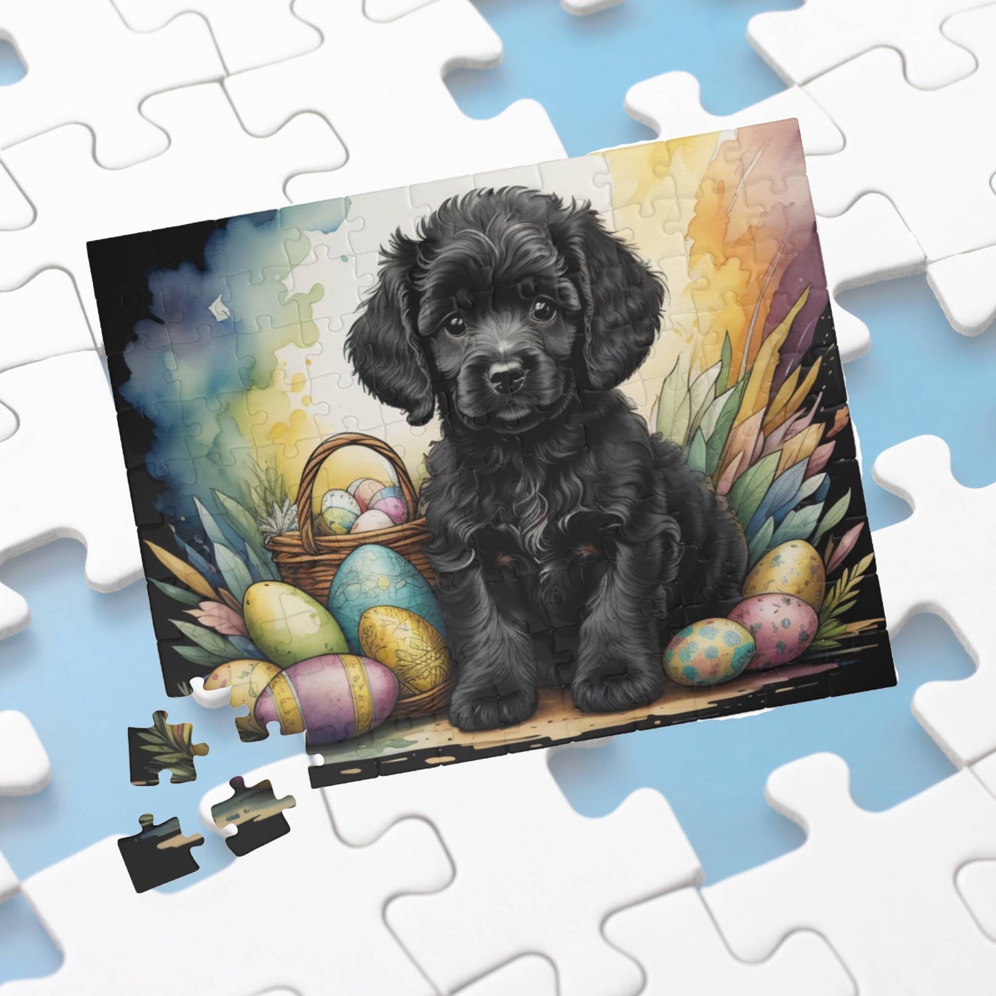 Poodle (Black) Easter Puppy Puzzle - Dog Lovers, Mental Health Benefits, Holiday Fun, Mindfulness, Stress Relief, Festive Gift
