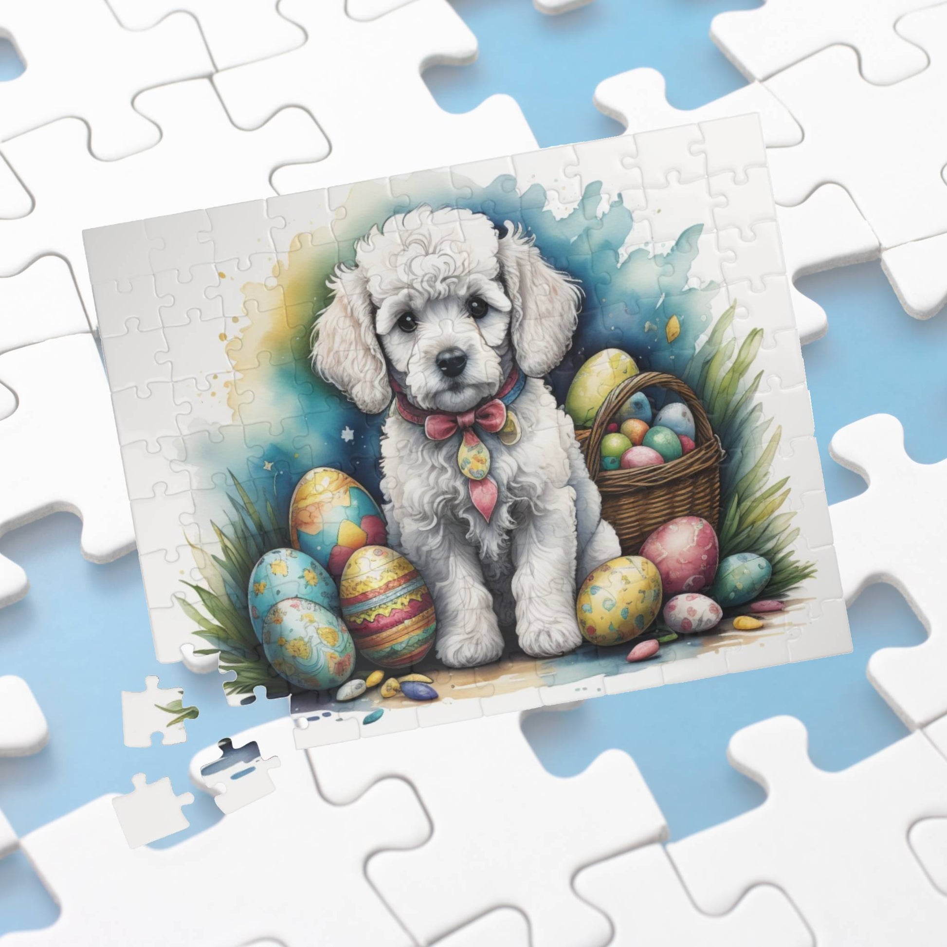 Poodle (White) Easter Puppy Puzzle - Dog Lovers, Mental Health Benefits, Holiday Fun, Mindfulness, Stress Relief, Festive Gift