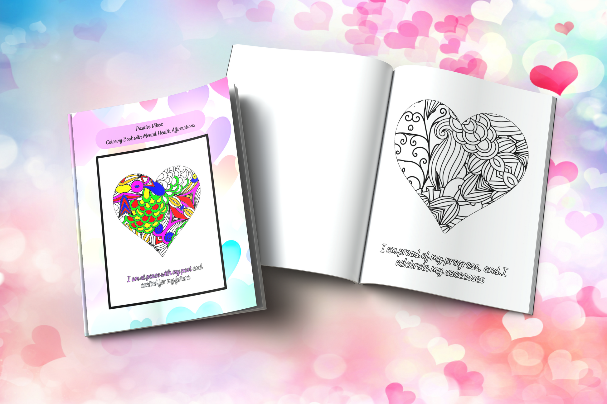 Mental wellness coloring book with uplifting affirmations and calm art