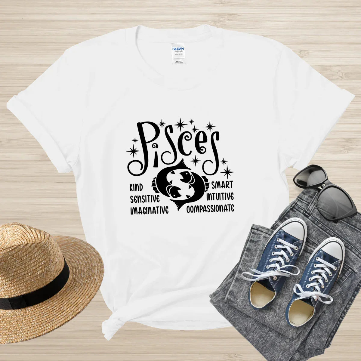 Shop our pisces zodiac unisex softstyle t shirt featuring the White style option from MySisterIsASurvivor.
