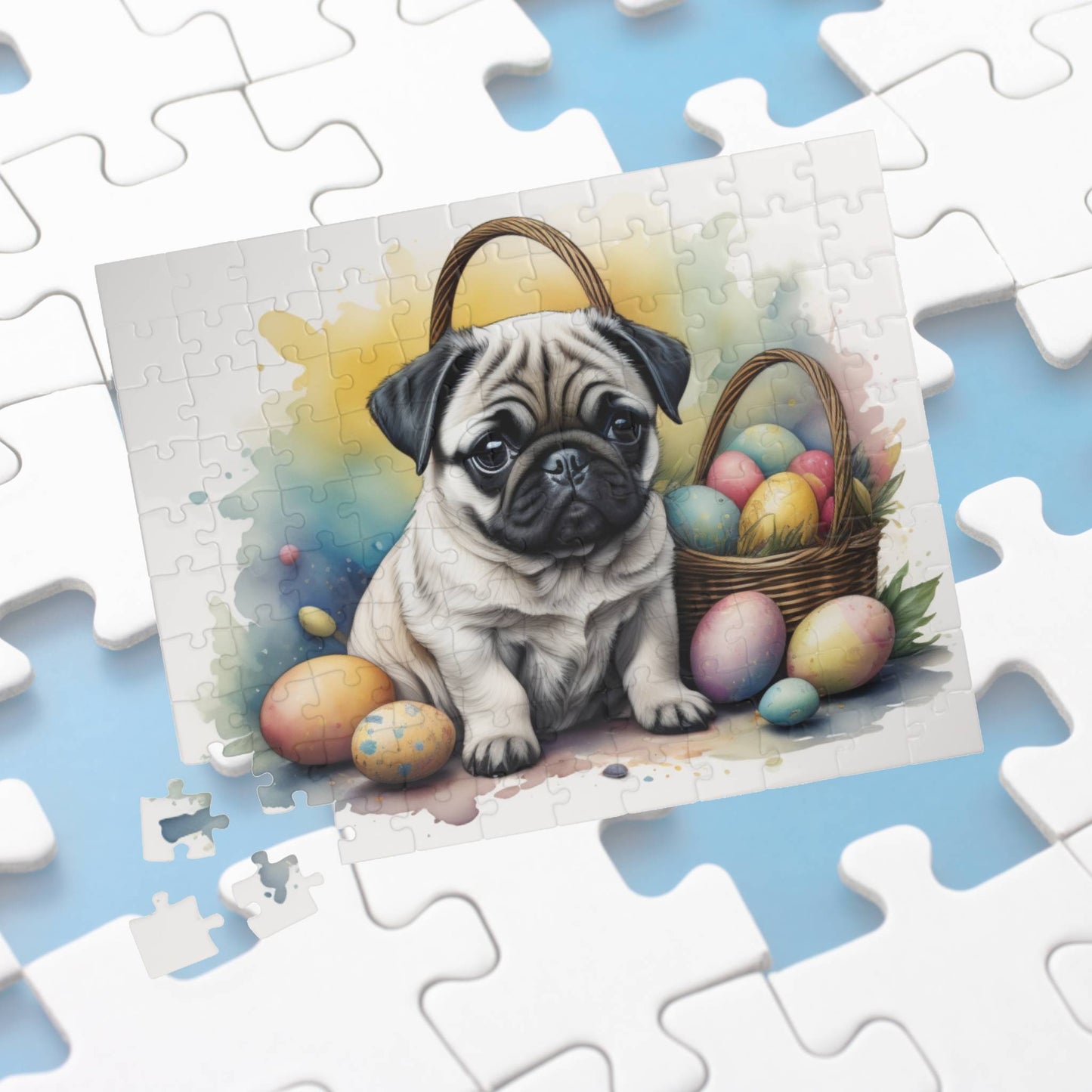 Pug Easter Puppy Puzzle - Dog Lovers, Mental Health Benefits, Holiday Fun, Mindfulness, Stress Relief, Festive Gift