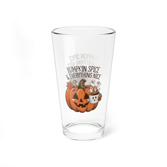 Shop our premium pumpkin spice and everything nice halloween pint glass 16oz from MySisterIsASurvivor.