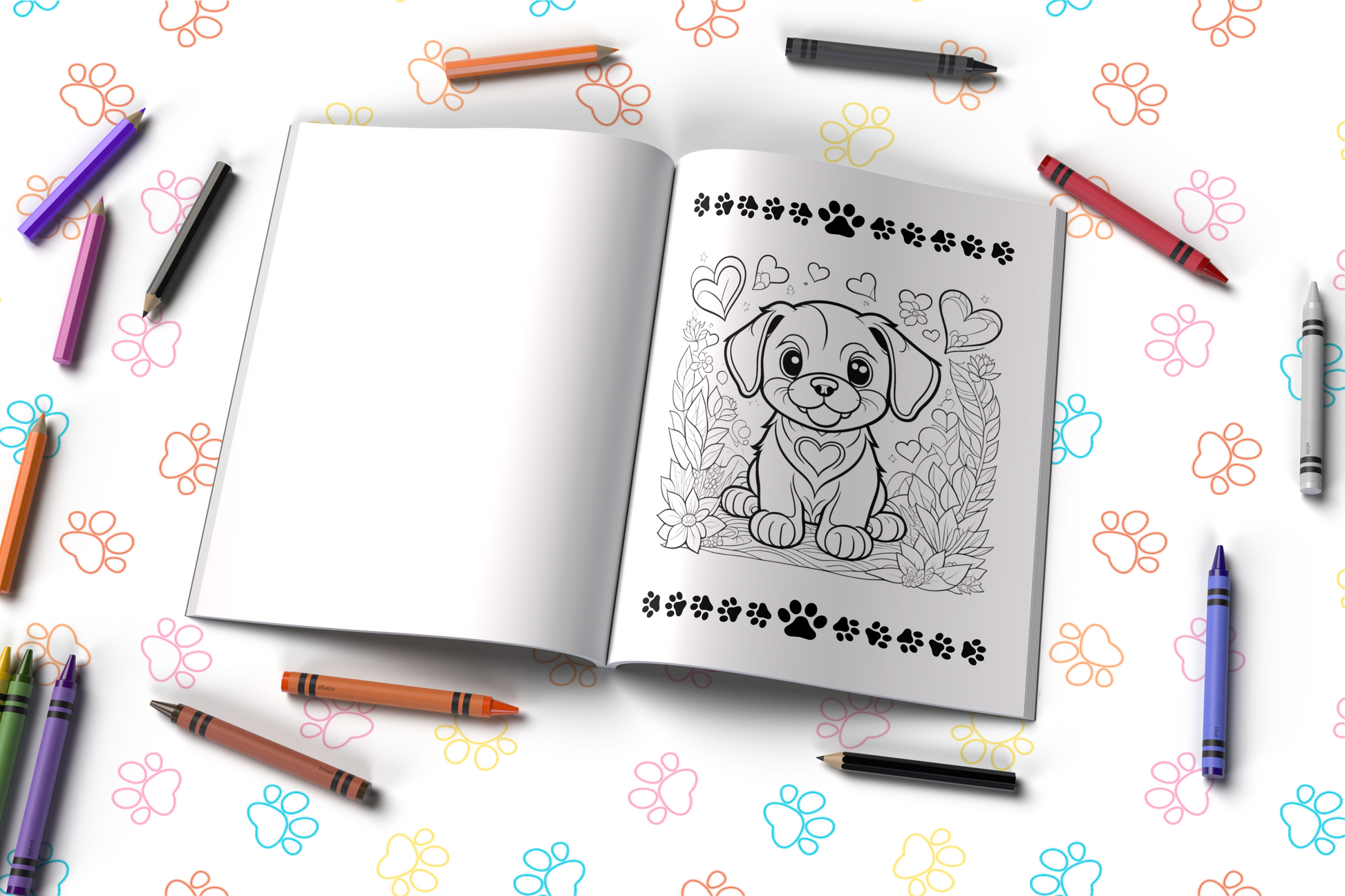Puppy-themed coloring book for emotional wellness and calm hearts