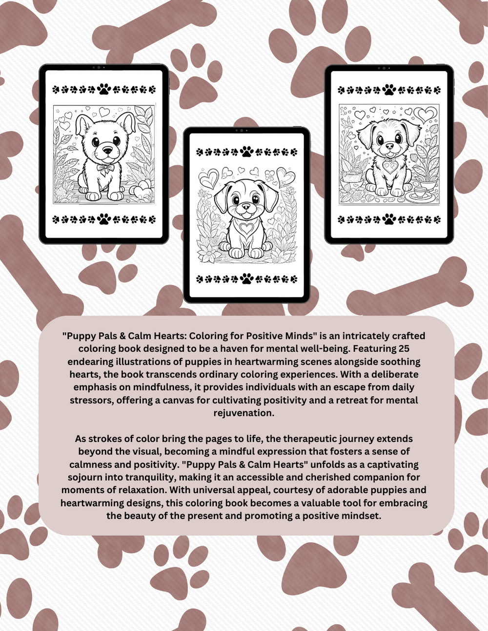Puppy-themed coloring book for emotional wellness and calm hearts