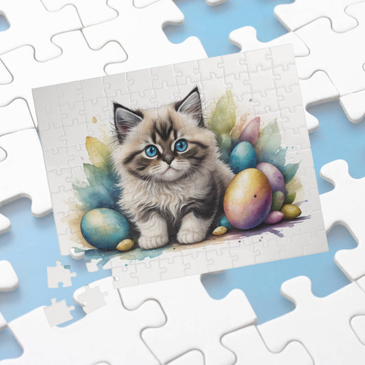Ragdoll Easter Kitten Puzzle - Cat Lovers, Mental Health Benefits, Holiday Fun, Mindfulness, Stress Relief, Festive Gift