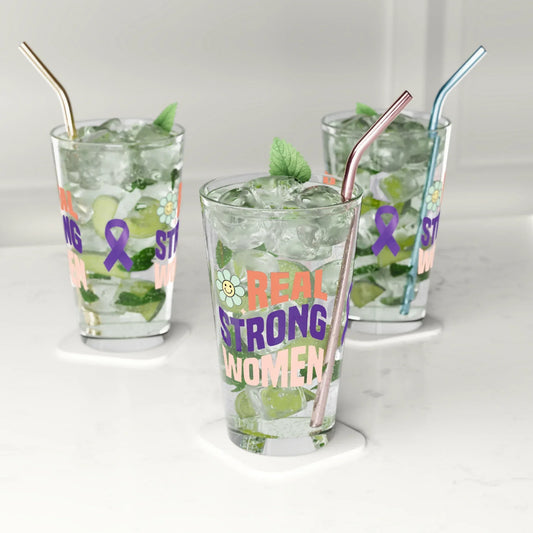 Shop our premium real strong women pint glass 16oz from MySisterIsASurvivor.