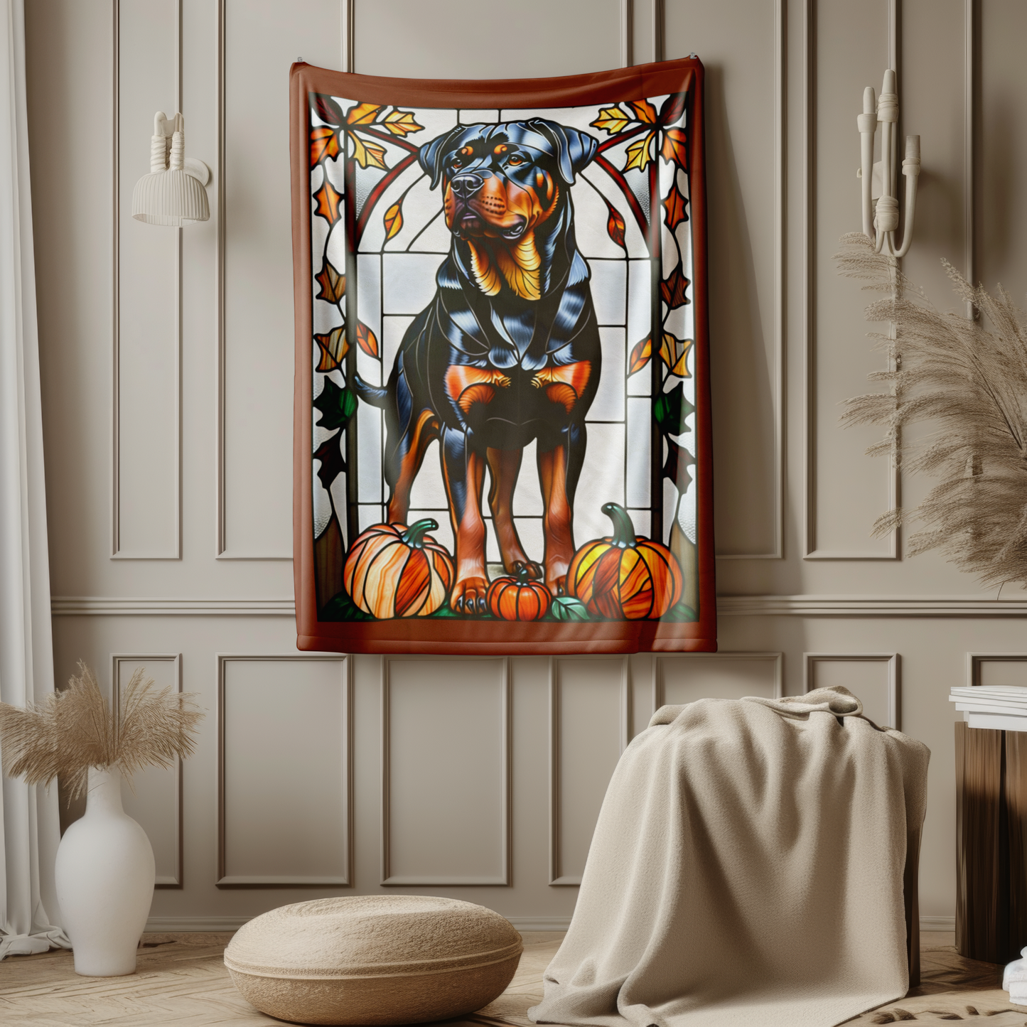 Rottweiler Dog Velveteen Plush Blanket - Pet Lover Gift, Rottweiler Pet Blanket, Dog Lover Gift