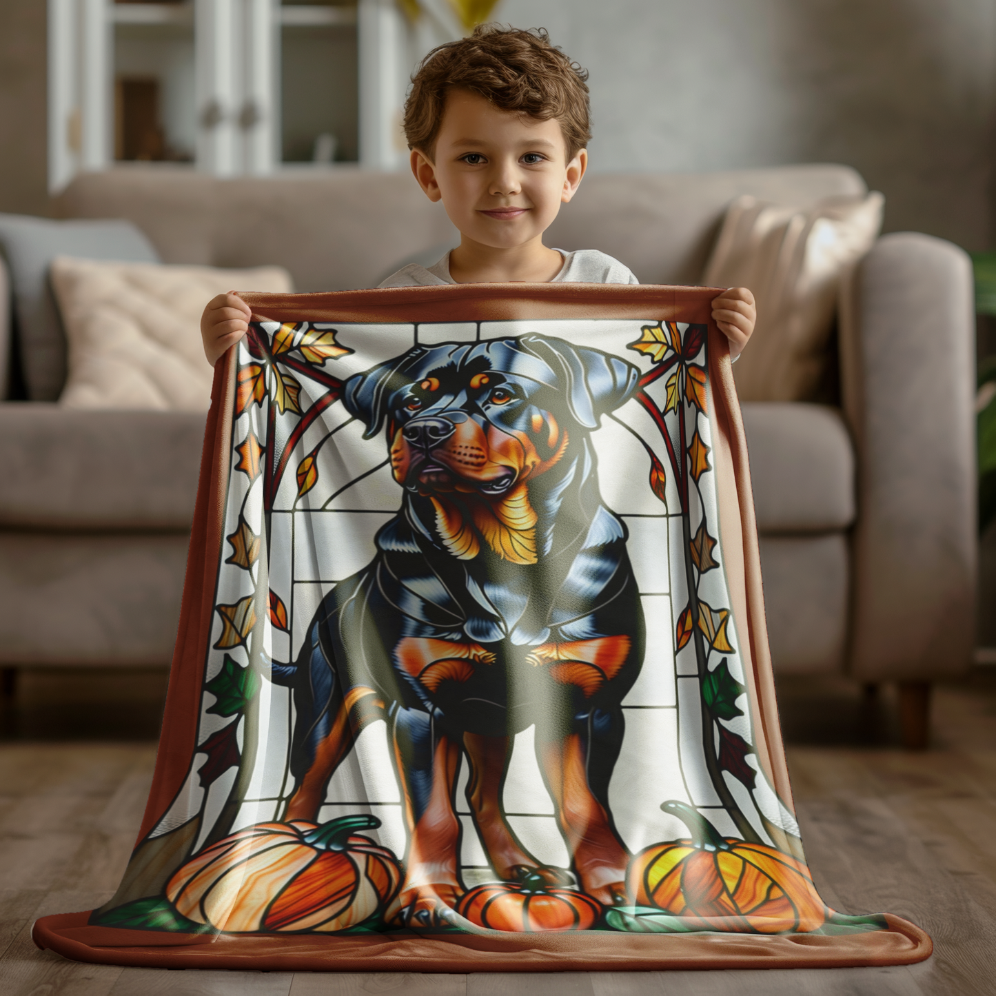 Rottweiler Dog Velveteen Plush Blanket - Pet Lover Gift, Rottweiler Pet Blanket, Dog Lover Gift