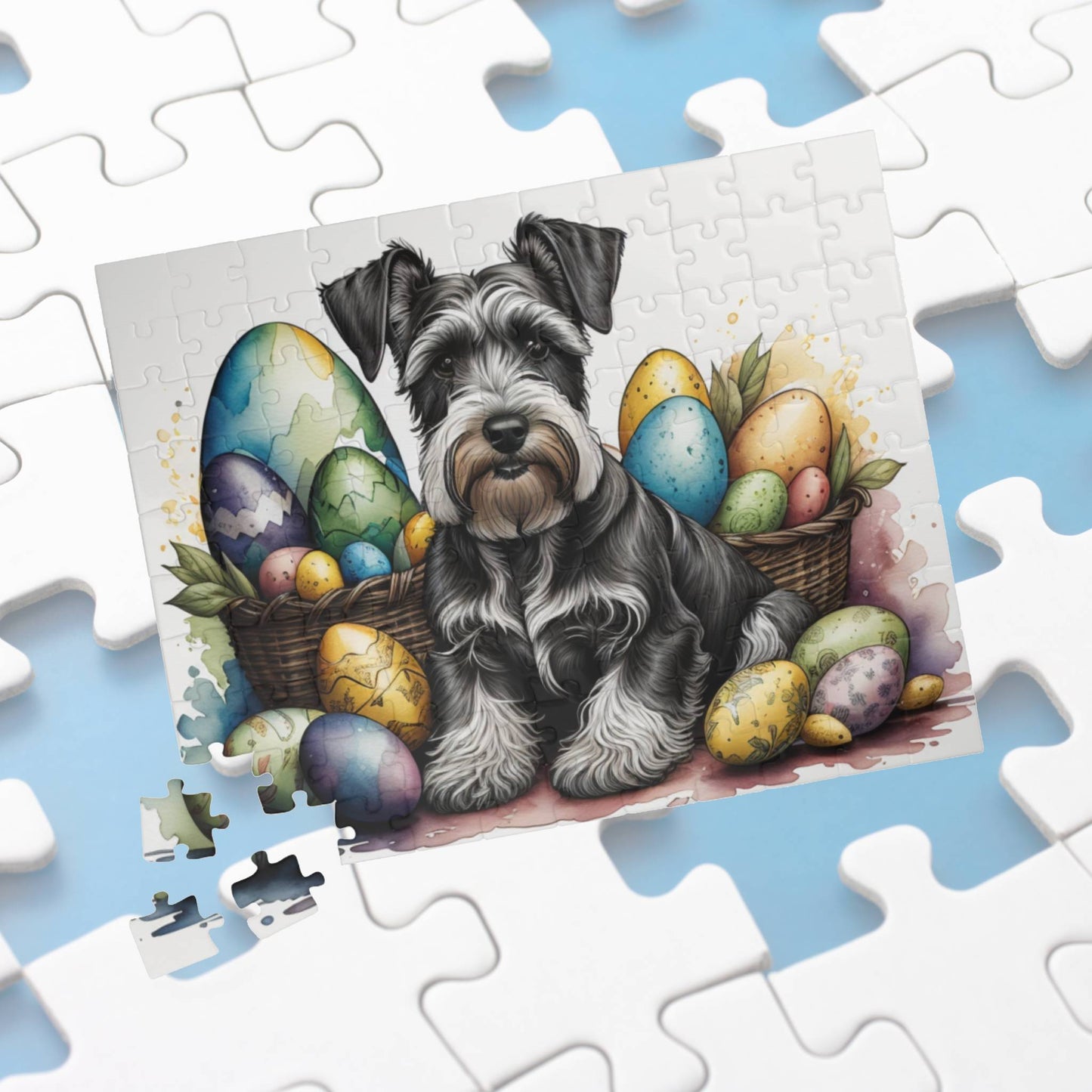 Schnauzer (Gray) Easter Puppy Puzzle - Dog Lovers, Mental Health Benefits, Holiday Fun, Mindfulness, Stress Relief, Festive Gift