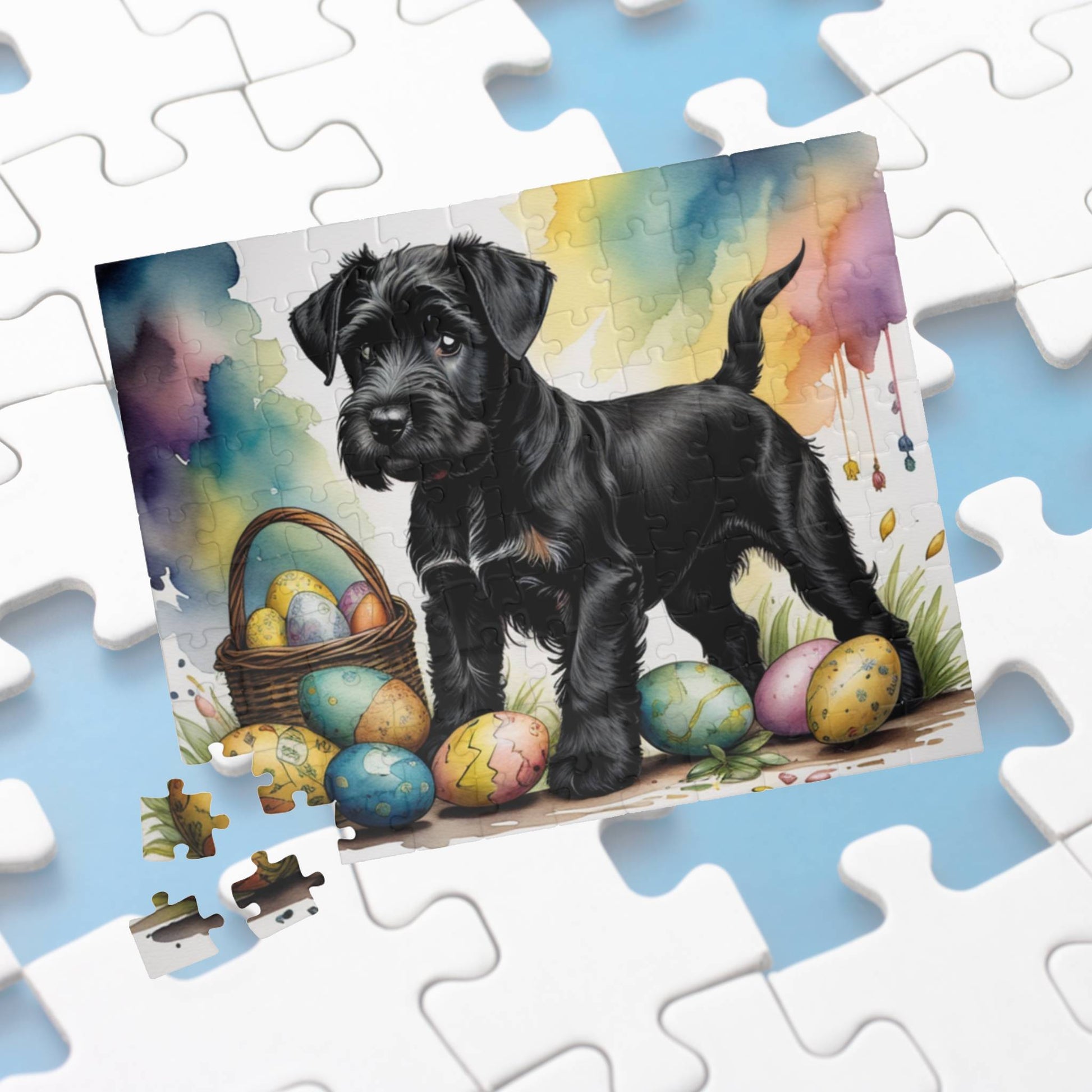 Schnauzer (Black) Easter Puppy Puzzle - Dog Lovers, Mental Health Benefits, Holiday Fun, Mindfulness, Stress Relief, Festive Gift
