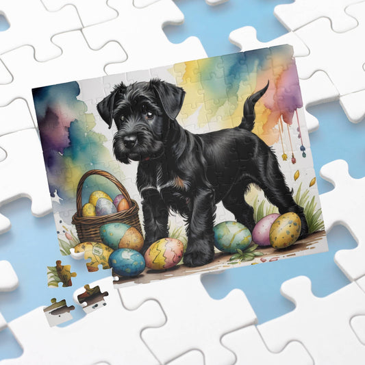 Schnauzer (Black) Easter Puppy Puzzle - Dog Lovers, Mental Health Benefits, Holiday Fun, Mindfulness, Stress Relief, Festive Gift