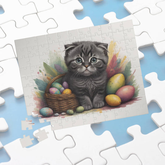Scottish Fold Easter Kitten Puzzle - Cat Lovers, Mental Health Benefits, Holiday Fun, Mindfulness, Stress Relief, Festive Gift