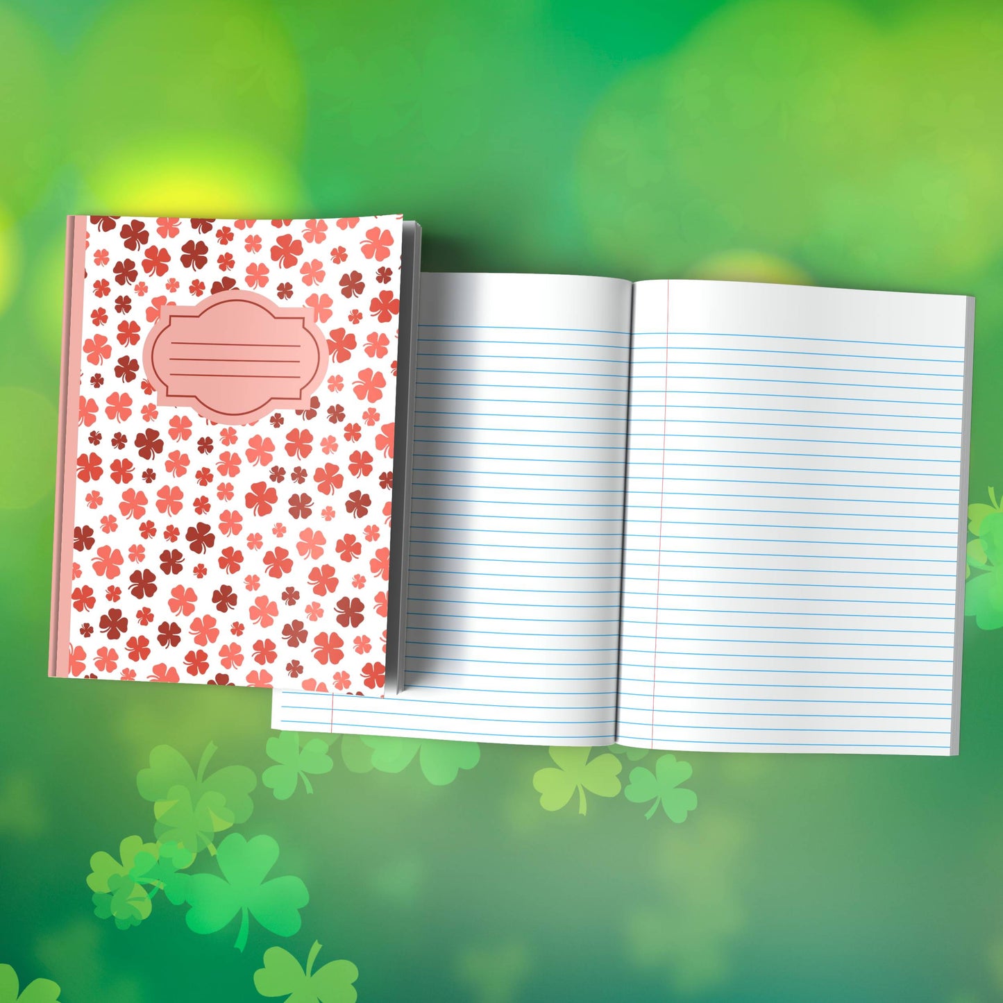 Shamrock Composition Notebook – Premium St. Patrick's Day Journal with Wide-Ruled Lines (S10)