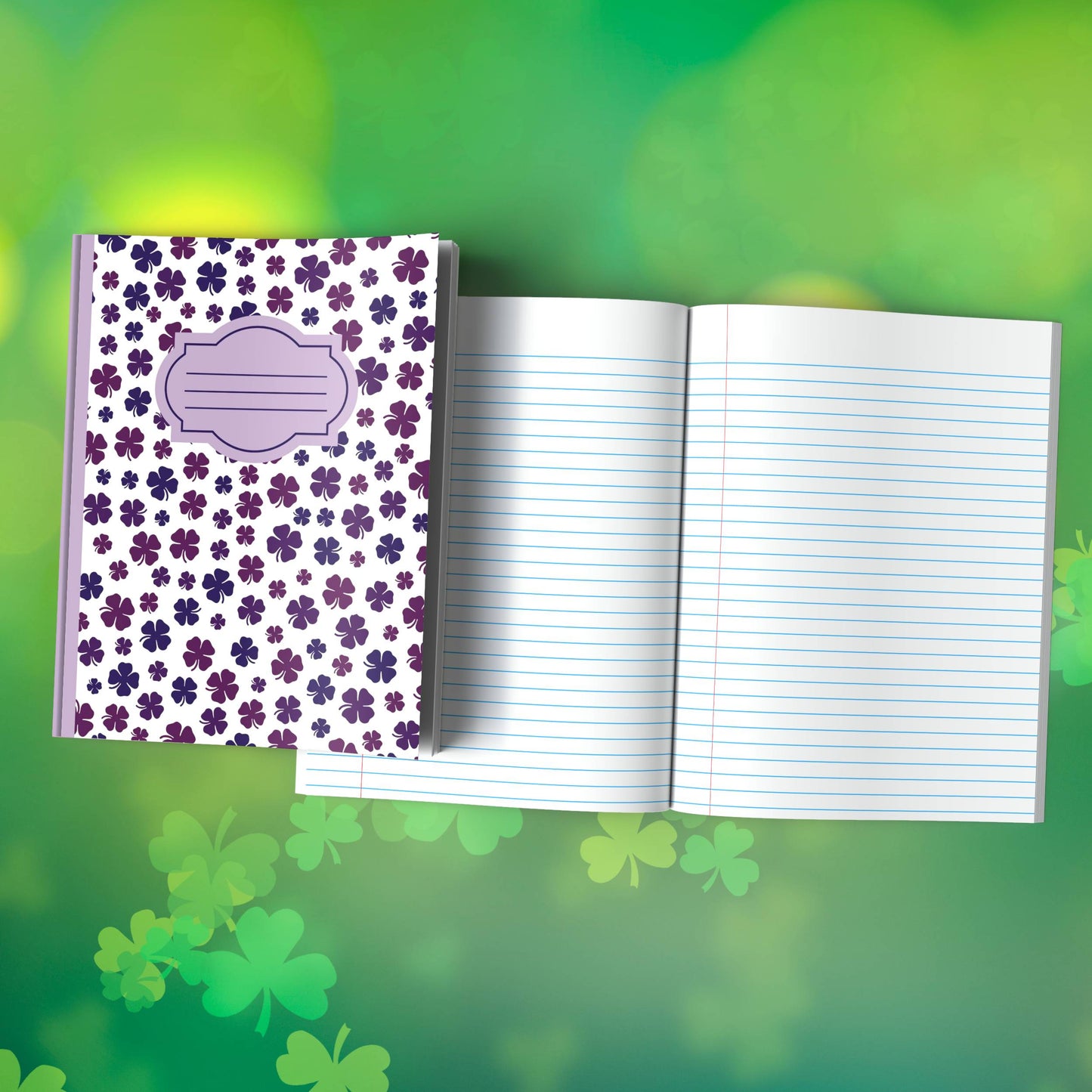 Shamrock Composition Notebook – Premium St. Patrick's Day Journal with Wide-Ruled Lines (S11)