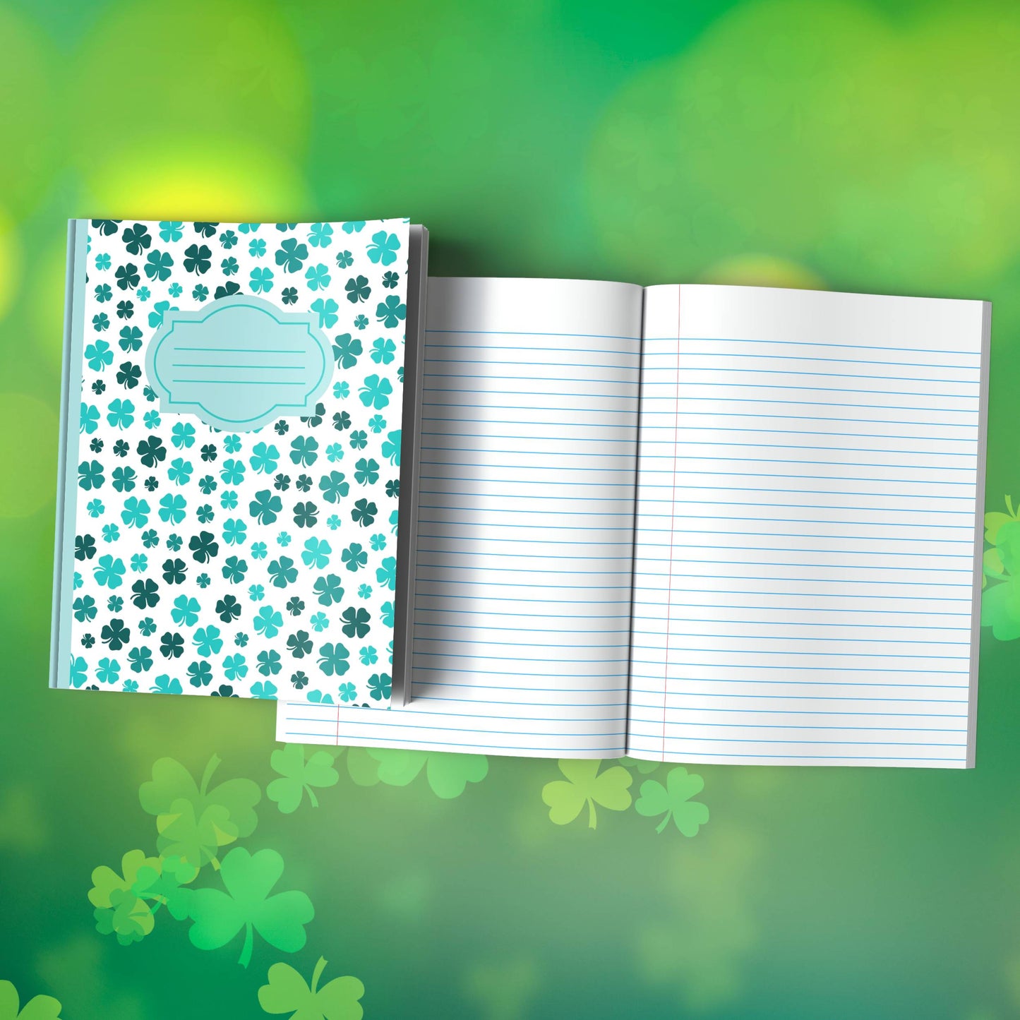 Shamrock Composition Notebook – Premium St. Patrick's Day Journal with Wide-Ruled Lines (S13)